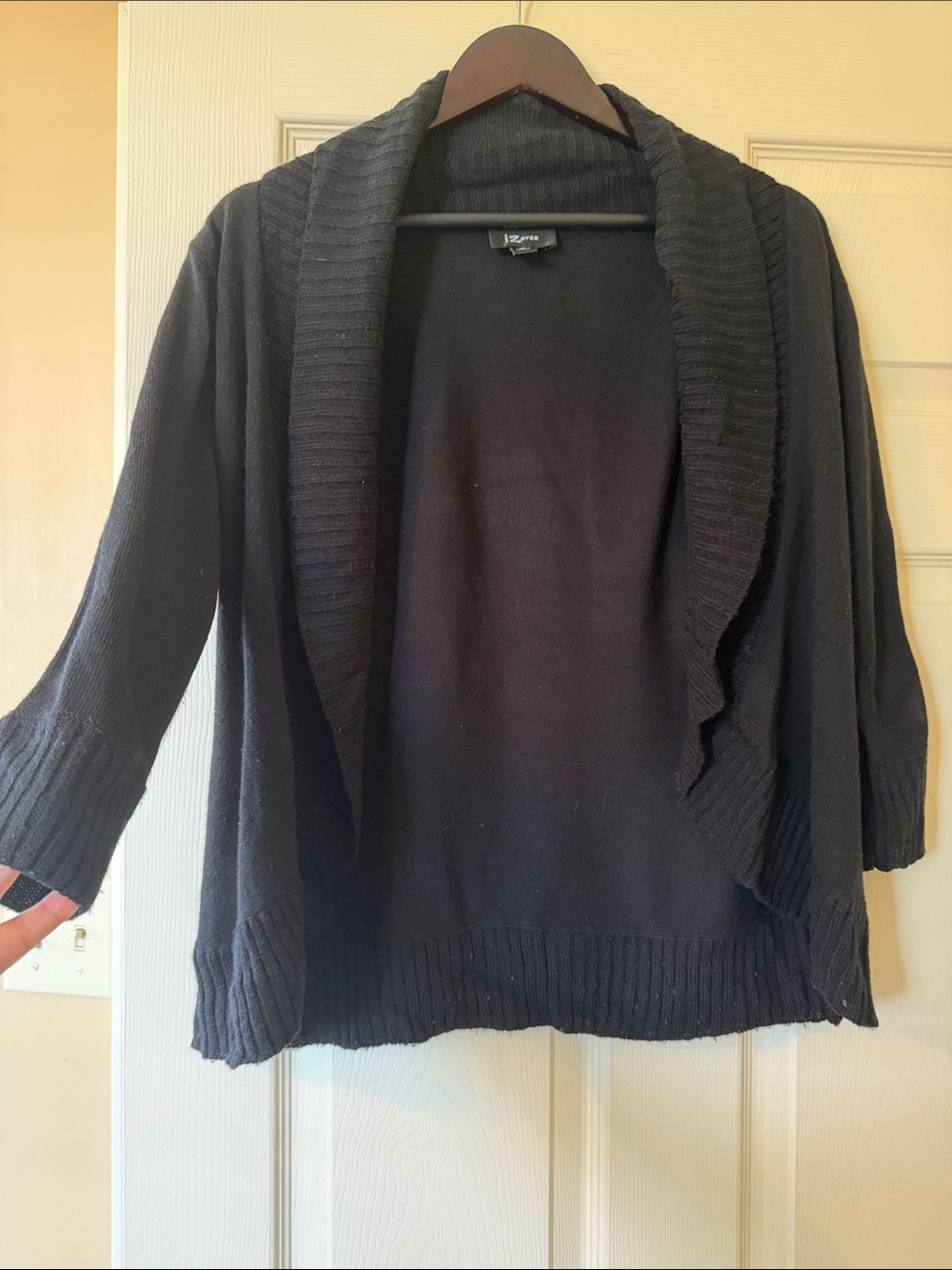 Iz Byer Black Draped Open Cardigan
